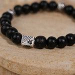 Ebony Karungali with Om Silver Beads Bracelet