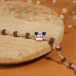 Rudraksha Silver Bracelet with Colorful Mickey Mouse Single Line for Kids