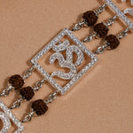 Rudraksha Silver Three Om Brooch Bracelet