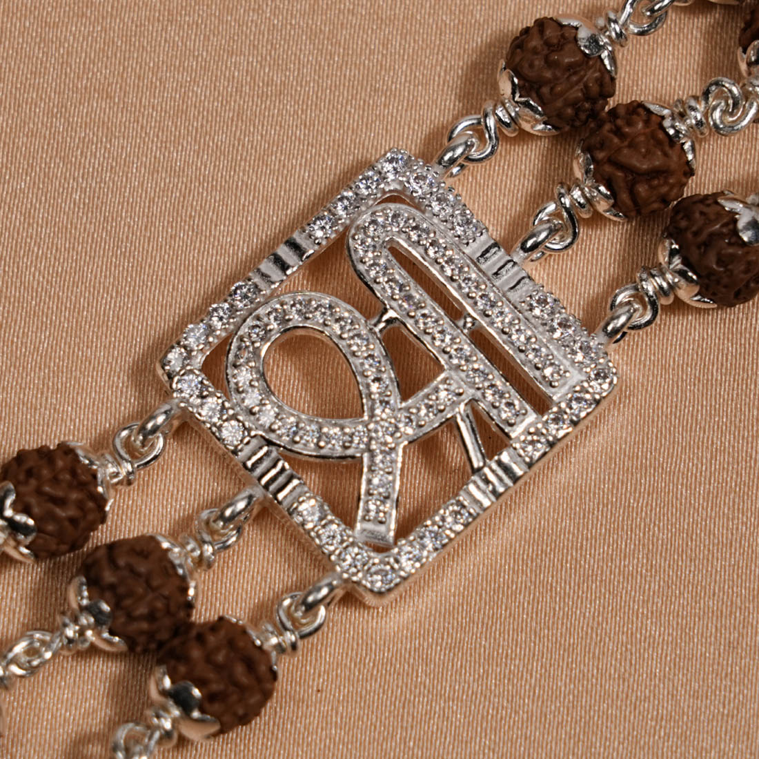 Rudraksha Silver Shree Triple Line Bracelet