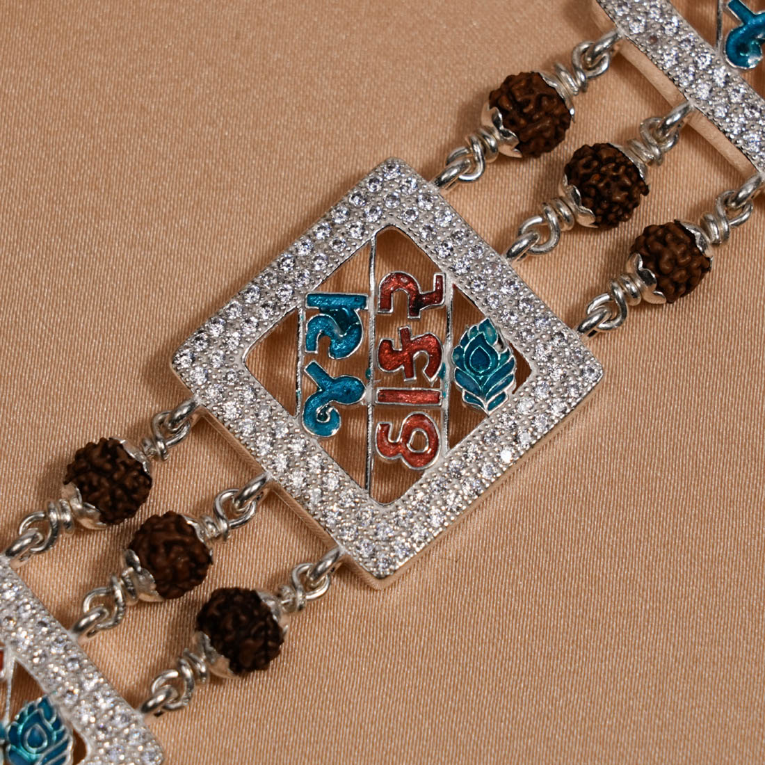 Rudraksha Silver Three Jay Thakar Brooch Bracelet