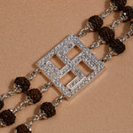 Rudraksha Silver Swastik Triple Line Bracelet
