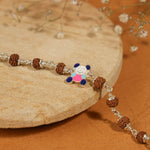 Rudraksha Silver Bracelet with Colorful Teddy Bear Single Line for Kids