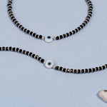 Evil Eye and Blue Beads Silver Double Line Anklets for Women