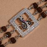Rudraksha Silver Two Goga Triple Line Bracelet
