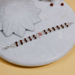 Orignal Rudraksha Silver Om in Round Shape Double Line Bracelet