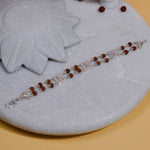 92.5 Silver Three Om Double Line Rudraksha Bracelet