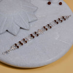 Rudraksha Silver Om Brooch double line Bracelet