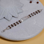 Rudraksha Silver Star Symbol double line Bracelet