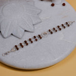 Original Rudraksha Silver Om Flower double line Bracelet