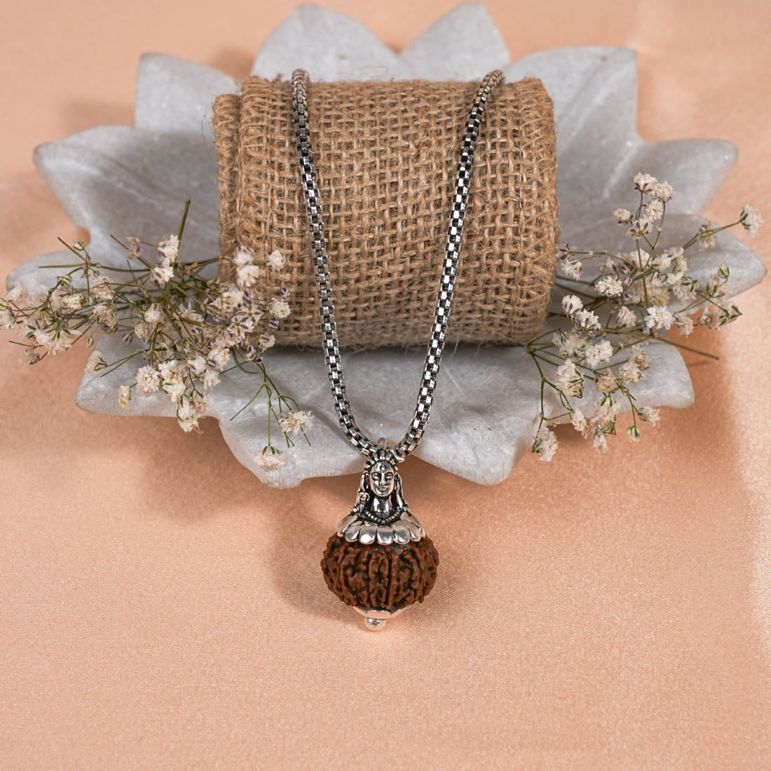 Authentic Adiyogi Pendant (9 Mukhi Nepali Rudraksha) With Chain