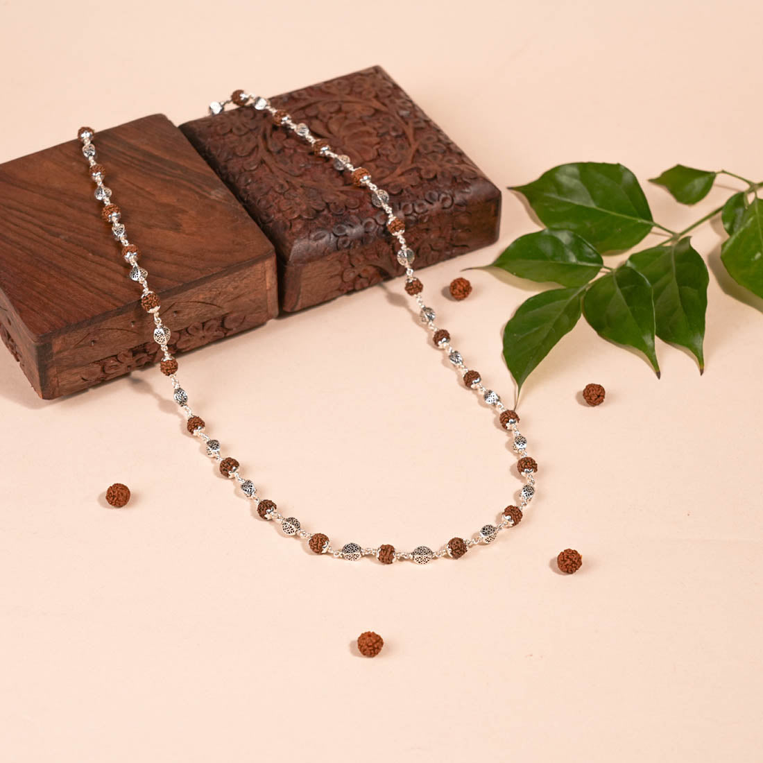 Buy Rudraksha Silver Mala (Oval Beads)