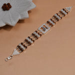 Authentic Rudraksha Silver Daimond Goga Tripel Line Bracelet