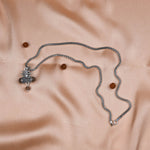 Authentic Rudraksha Damru & Lord Shiva Third Eye Pendant with Silver Chain
