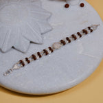 Double Line Om Surya Silver Rudraksha Bracelet