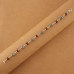 Authentic Rudraksha and Cylindrical Silver Beads Bracelet