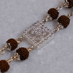 Rudraksha Silver Om With Ganesh Double Line Bracelet