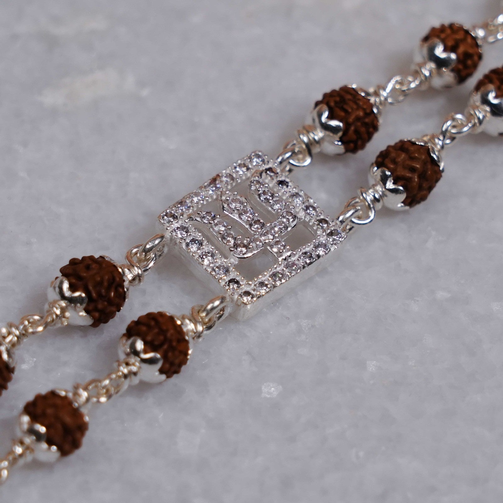 Trishul Square Silver Rudraksha Bracelet
