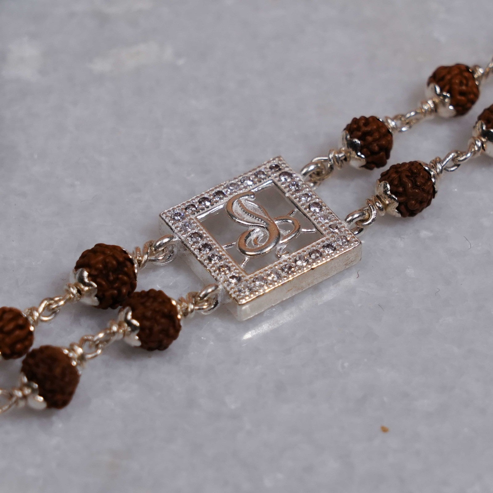 Rudraksha Silver Naag Double Line Bracelet