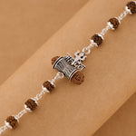Rudraksha Silver Trishul With Mahadev Bracelet