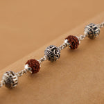 Rudraksha and Om Namah Shivay Silver Beads Bracelet