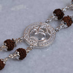 Rudraksha Silver Double Line Bracelet with Central Om