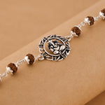 Rudraksha Silver Bracelet With Ganesh in a Circular Sphere