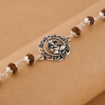 Rudraksha Silver Bracelet With Ganesh in a Circular Sphere