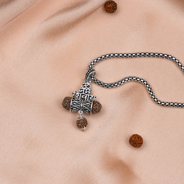 Rudraksha Om Namah Shivay Damru Pendant
