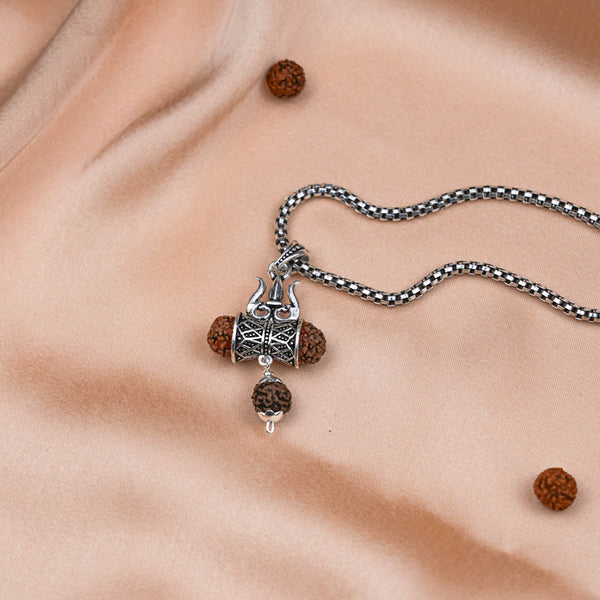 Rudraksha Trishul and Damru Pendant