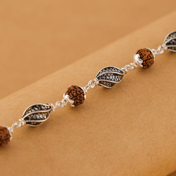 Rudraksha Silver Marquise Beads Bracelet.