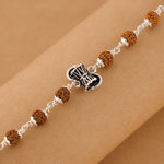 Original Rudraksha Shiva Damru Silver Bracelet