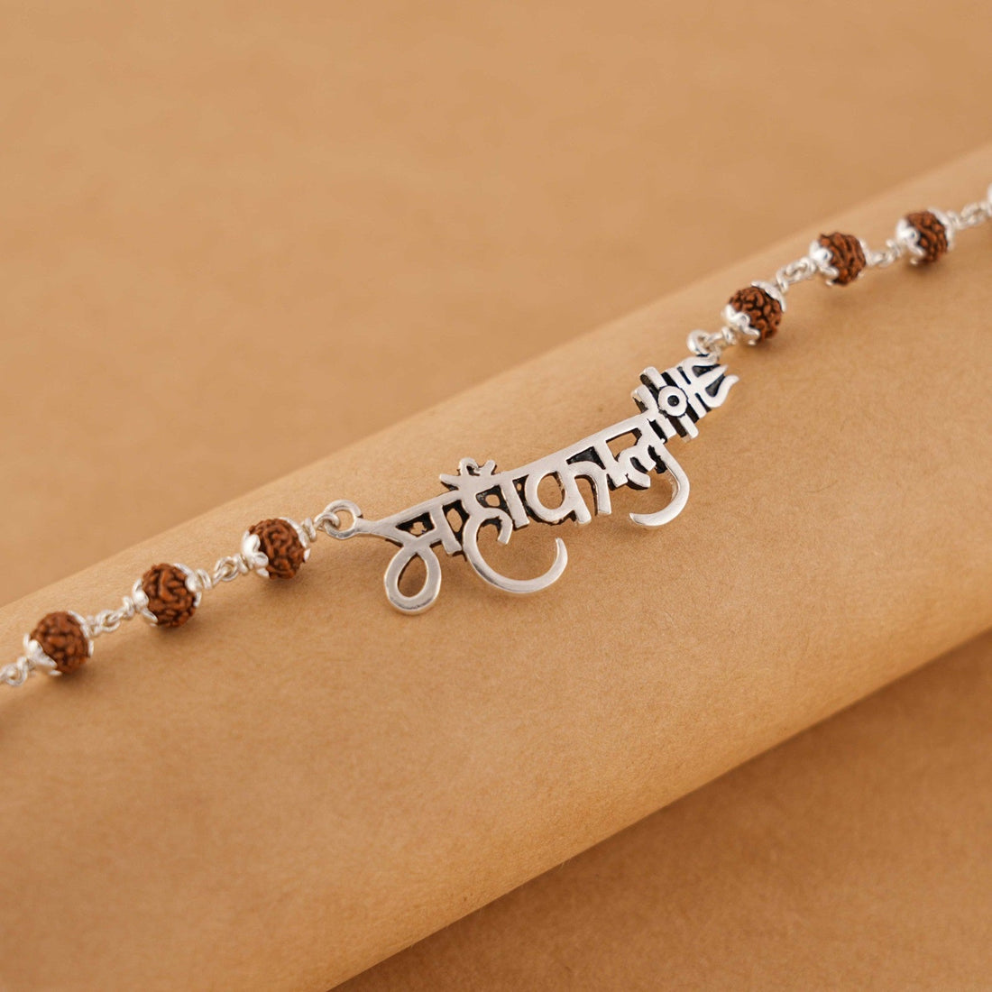 Rudraksha Silver Mahakal Name Bracelet