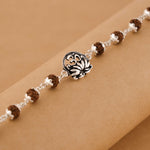 Rudraksha Silver With Om Lotus Flower Bracelet