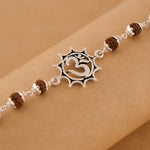 Rudraksha Silver Bracelet with Om in Pointed Circle