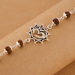Rudraksha Silver Bracelet with Om in Pointed Circle