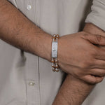 Buy Rudraksha Silver Ganesh Rectangle Double Line Bracelet
