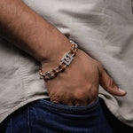 Orignal Rudraksha Silver Bracelet with Central Naag Double Line