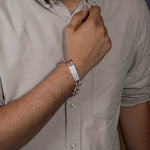 Orignal Rudraksha Silver Mercedes Symbol Double Line Bracelet