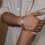 Orignal Rudraksha Silver Om Flower double line Bracelet