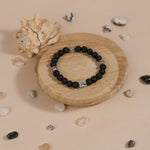 Authentic Lava Stone with Om Namah Shivay Silver Beads Bracelet