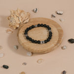 Authentic Lava Stone and Om Silver Beads Bracelet