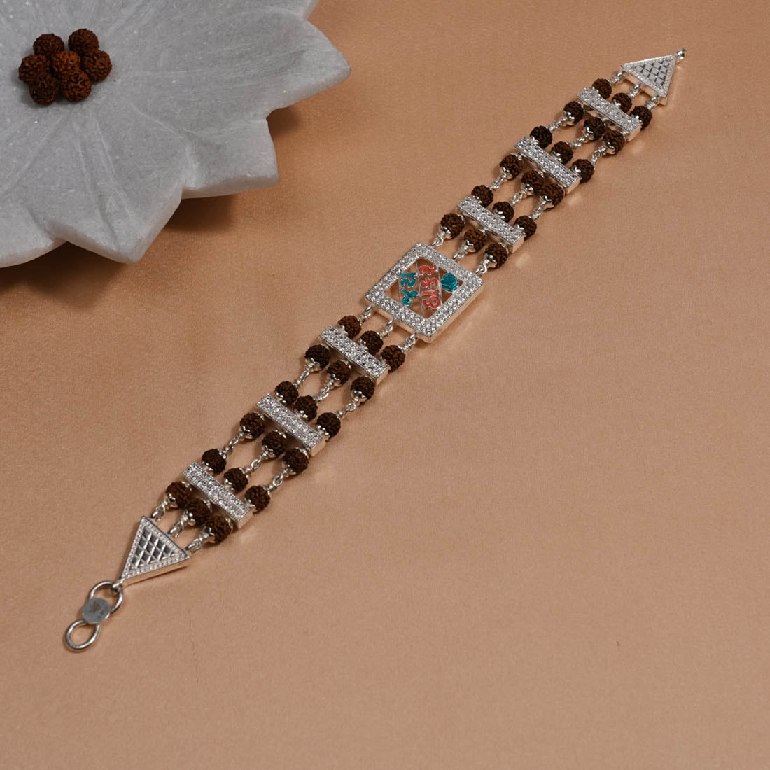 Authentic Rudraksha Silver Jay Thakar Brooch Bracelet