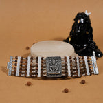Authentic Rudraksha Silver Shiva Brooch Six Lines Bracelet
