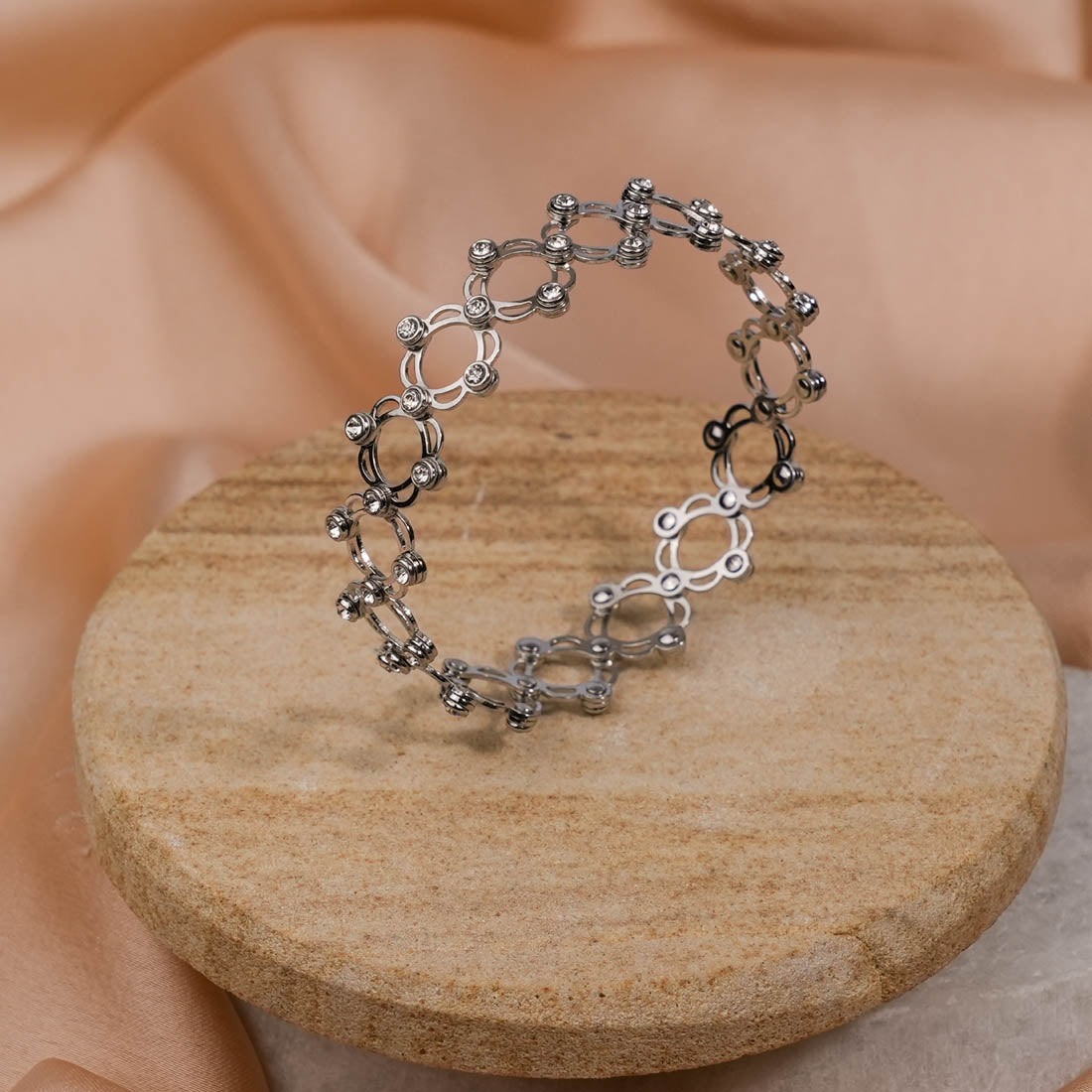 Authentic Silver Ring Cum Bracelet with Stone for Women