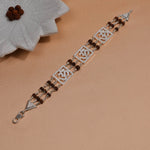Rudraksha Silver Three Om Brooch Bracelet