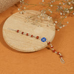 Authentic Rudraksha Silver Bracelet with Blue Swastik Single Line for Kids