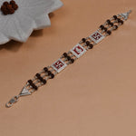Authentic Rudraksha Silver Ganesh With Swastik Triple Line Bracelet