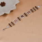Authentic Rudraksha Silver Om with Ganesh Triple Line Bracelet