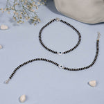 Evil Eye and Blue Beads Silver Double Line Anklets for Women